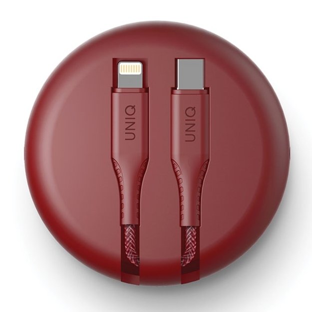 MFi Uniq Halo USB-C / Lightning 18W nylon coiled cable 1.2m - red 1