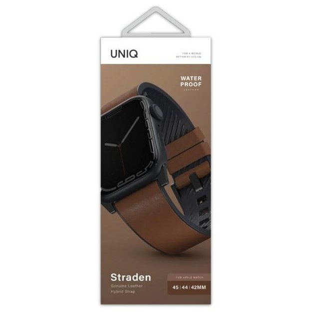 Uniq Straden Leather Hybrid Strap for Apple Watch 1/2/3/4/5/6/7/8/SE/SE2/Ultra 42/44/45/49mm - brown 2