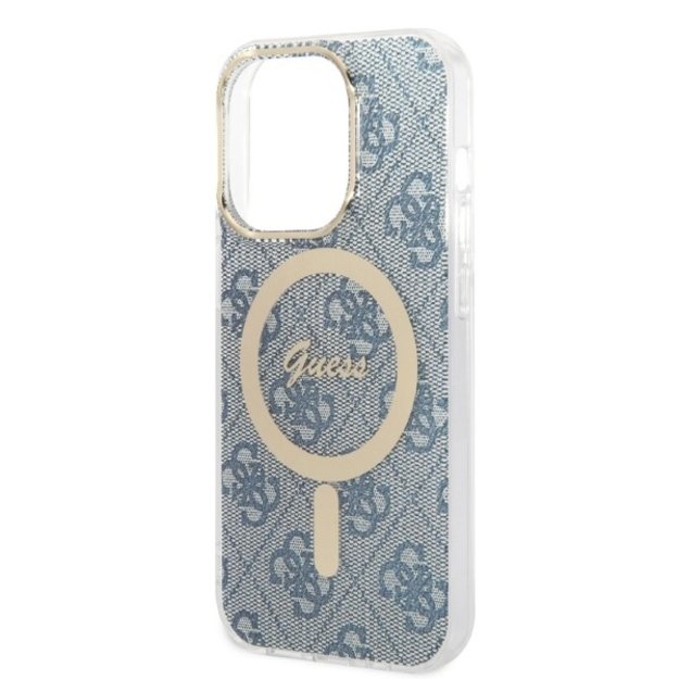 Set Guess GUBPP14LH4EACSB Case+ Charger iPhone 14 Pro 6.1  blue/blue hard case 4G Print MagSafe 4