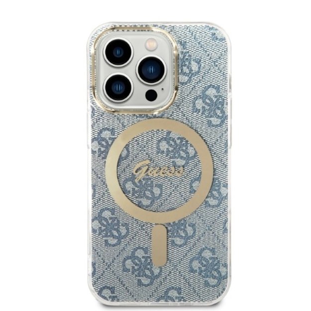 Set Guess GUBPP14LH4EACSB Case+ Charger iPhone 14 Pro 6.1  blue/blue hard case 4G Print MagSafe 2