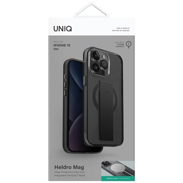 Uniq Heldro Mag Magclick Charging case for iPhone 15 Pro - black 1