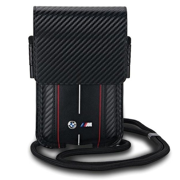 BMW Carbon &amp  Red Stripe phone bag - black