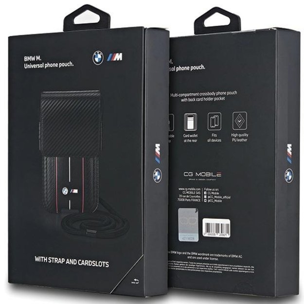 BMW Carbon &amp  Red Stripe phone bag - black 3