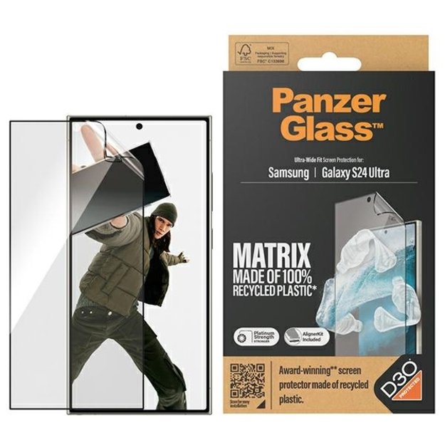 PanzerGlass Ultra-Wide Fit tempered glass with D3O&reg; with applicator for Samsung Galaxy S24 Ultra
