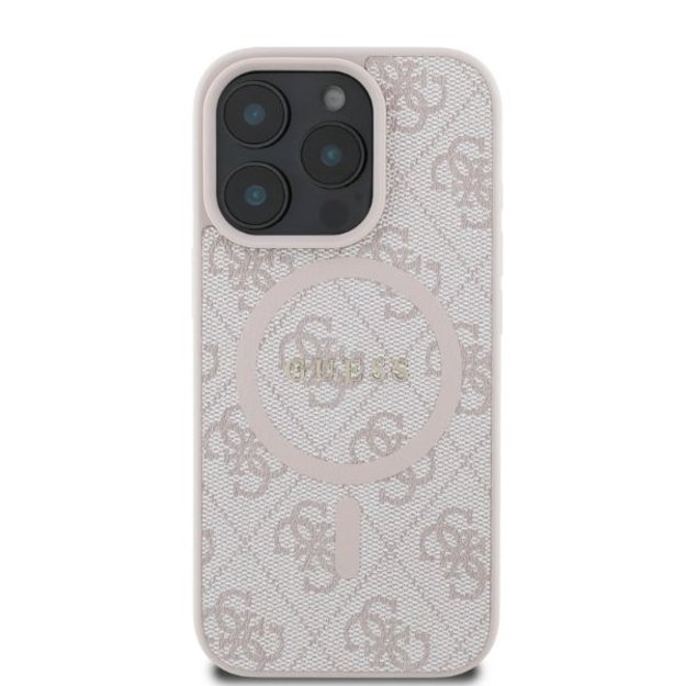 Guess 4G Ring Classic Logo MagSafe iPhone 16 Pro Case - Pink 2
