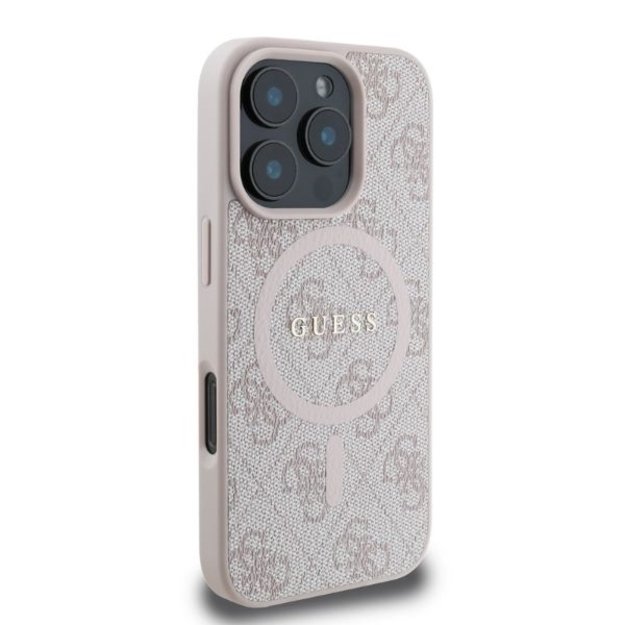 Guess 4G Ring Classic Logo MagSafe iPhone 16 Pro Case - Pink 1