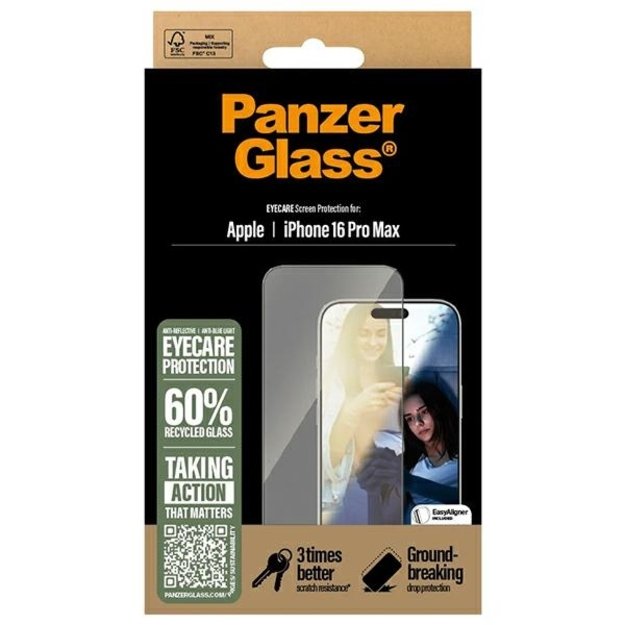 PanzerGlass EyeCare Screen Protector iPhone 16 Pro Max 6.9&quot  Ultra-Wide Fit 2868 3