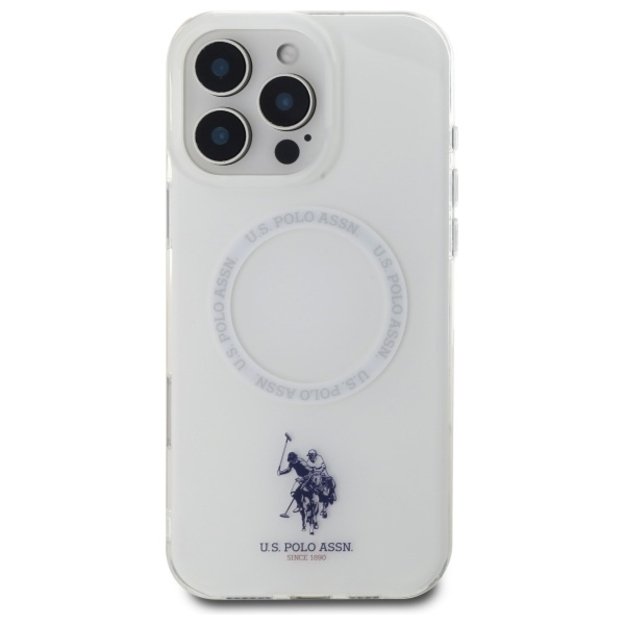 US Polo IML Ring MagSafe Case for iPhone 16 Pro Max - White 2