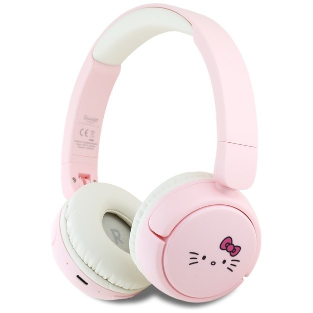 Hello Kitty Face Logo Bluetooth On-Ear Headphones - Pink