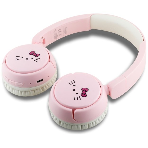 Hello Kitty Face Logo Bluetooth On-Ear Headphones - Pink 3