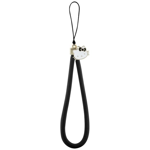 Hello Kitty Nylon Cord Kitty Head Phone Charm - Black
