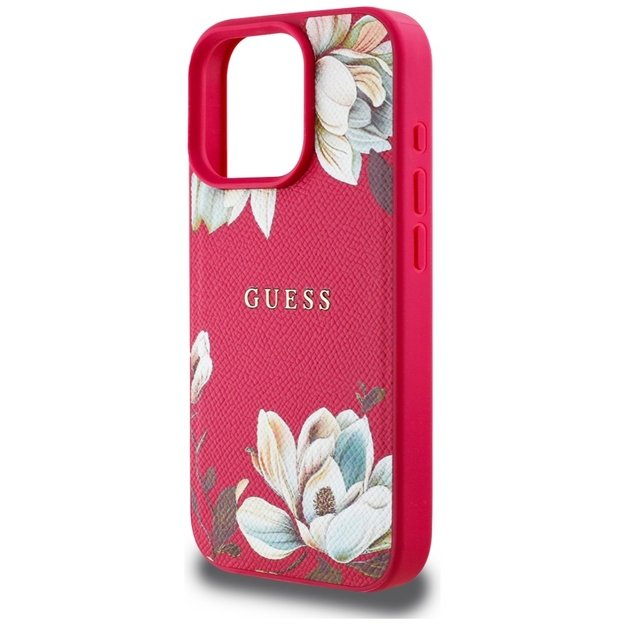 Guess Grained Printed Flower Pattern MagSafe case for iPhone 16 Pro fuchsia 5