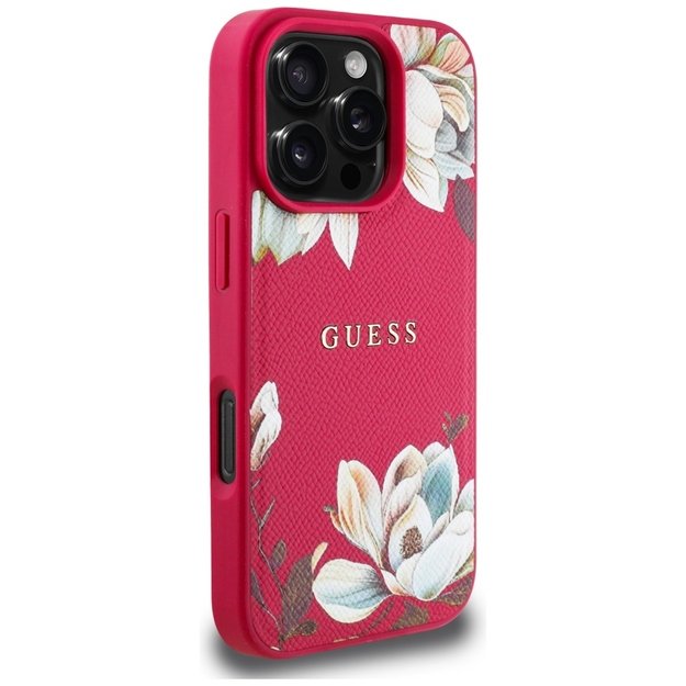 Guess Grained Printed Flower Pattern MagSafe case for iPhone 16 Pro fuchsia 3