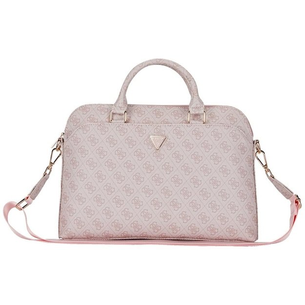 Guess 4G Zipper Pocket Triangle Logo 15&quot  Laptop Bag - Pink