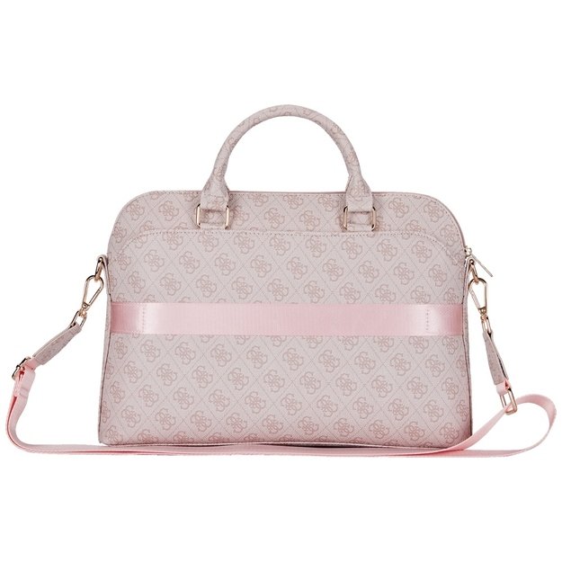 Guess 4G Zipper Pocket Triangle Logo 15&quot  Laptop Bag - Pink 1