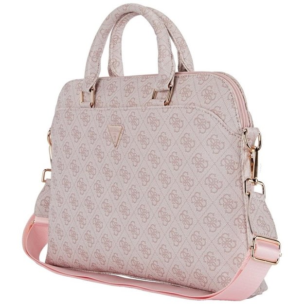 Guess 4G Zipper Pocket Triangle Logo 15&quot  Laptop Bag - Pink 2