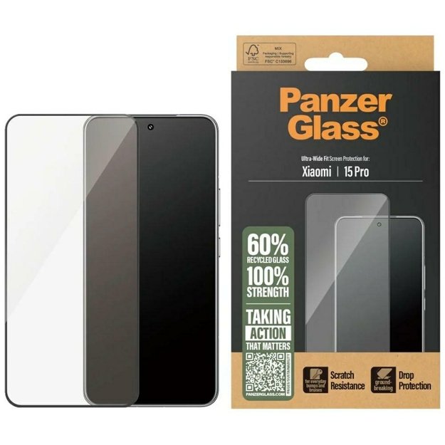 PanzerGlass Ultra-Wide Fit Tempered Glass w. Black Frame for Xiaomi 15 Pro