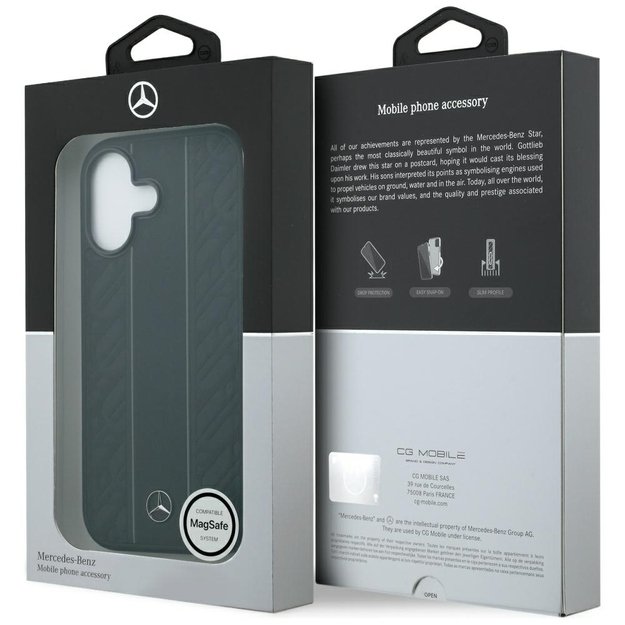 Mercedes Leather Laurel Leaves Stripes MagSafe Case for iPhone 17 - Black 7