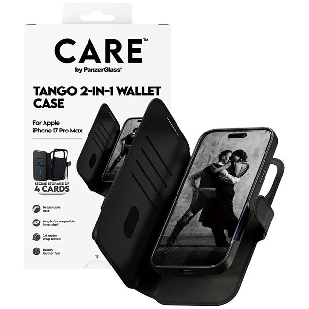 CARE by PanzerGlass Feature Tango 2in1 Wallet Case MagSafe for iPhone 17 Pro Max - Black 3
