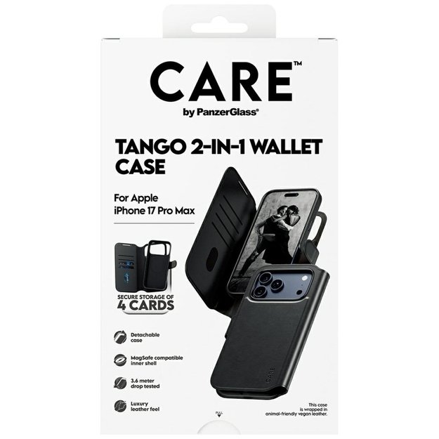 CARE by PanzerGlass Feature Tango 2in1 Wallet Case MagSafe for iPhone 17 Pro Max - Black 4