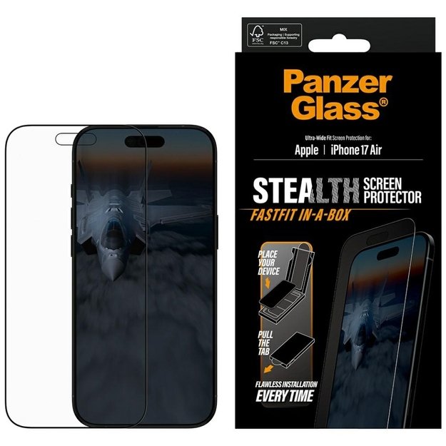 PanzerGlass Stealth Ultra-Wide Fit Fastfit Tempered Glass for iPhone Air