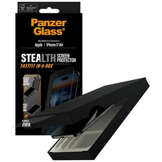 PanzerGlass Stealth Ultra-Wide Fit Fastfit Tempered Glass for iPhone Air 3