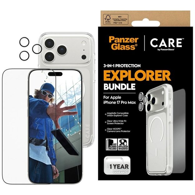 CARE by PanzerGlass Flagship Explorer 3-in-1 Case + Glass + Lens for iPhone 17 Pro Max