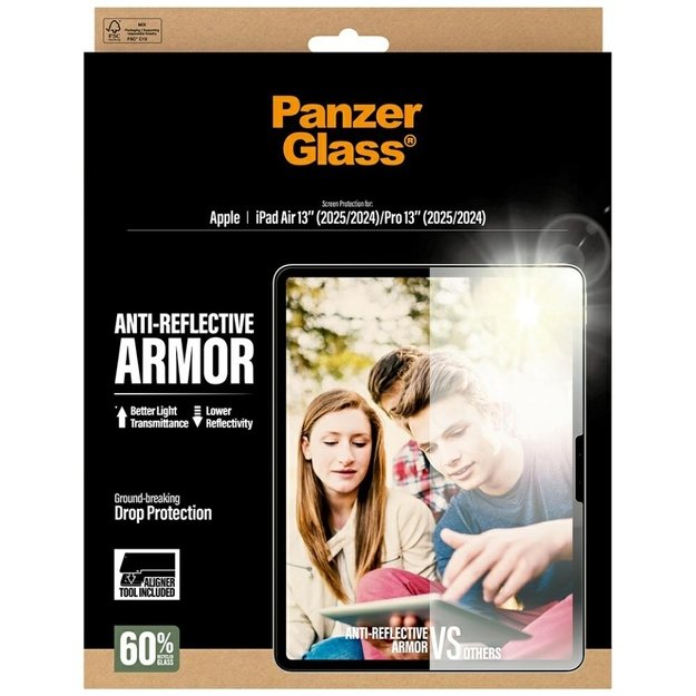 PanzerGlass Ultra-Wide Fit Reflective Armor Tempered Glass for iPad Air 13&quot  2024 / 2025 / iPad Pro 13&quot  2024 / 2025 4