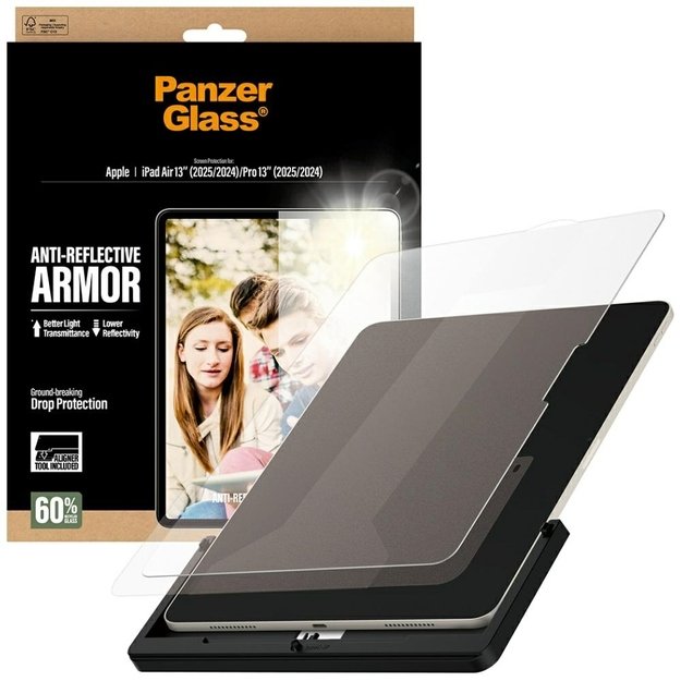 PanzerGlass Ultra-Wide Fit Reflective Armor Tempered Glass for iPad Air 13&quot  2024 / 2025 / iPad Pro 13&quot  2024 / 2025 3