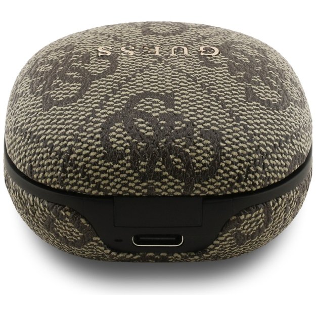 Guess 4G Classic Metal Logo TWS ENC Earphones - Brown 3