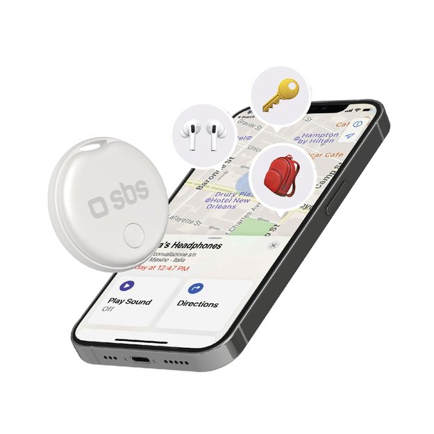 SBS Track My Circle Locator Compatible with Apple Find My - White