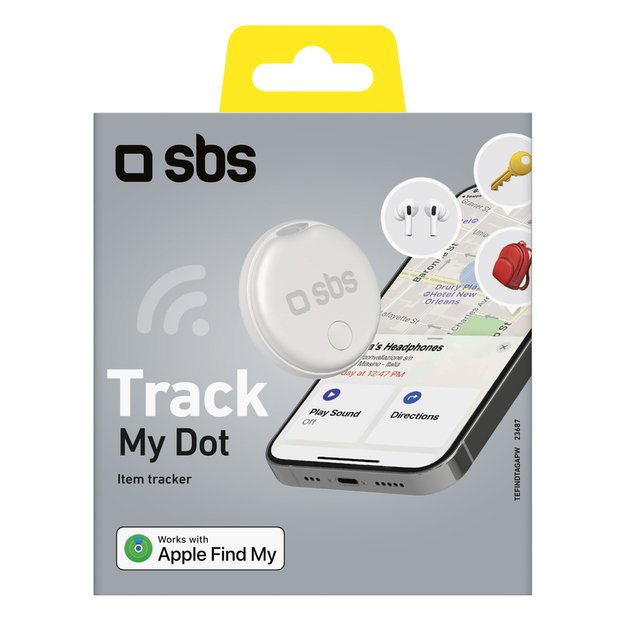 SBS Track My Circle Locator Compatible with Apple Find My - White 1
