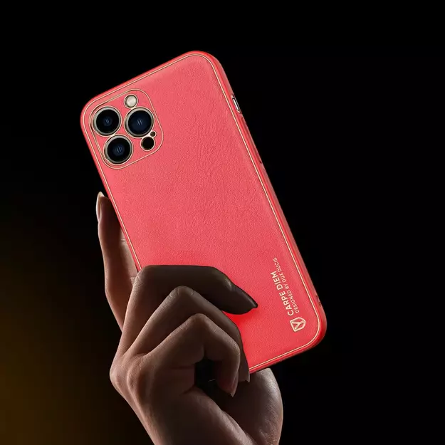 Dux Ducis Yolo elegant case made of soft TPU and PU leather for iPhone 13 Pro red 14