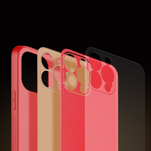 Dux Ducis Yolo elegant case made of soft TPU and PU leather for iPhone 13 Pro red 38