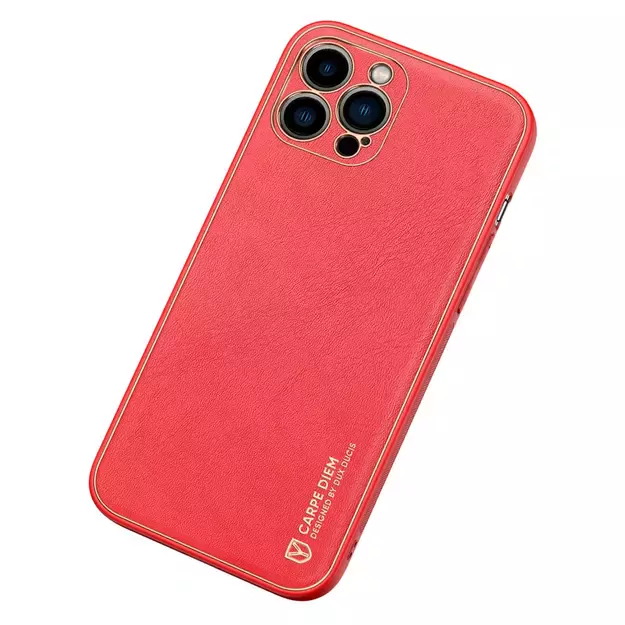 Dux Ducis Yolo elegant case made of soft TPU and PU leather for iPhone 13 Pro red 9
