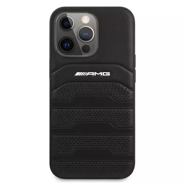 AMG AMHCP13LGSEBK iPhone 13 Pro / 13 6,1  czarny/black hardcase Leather Debossed Lines 9