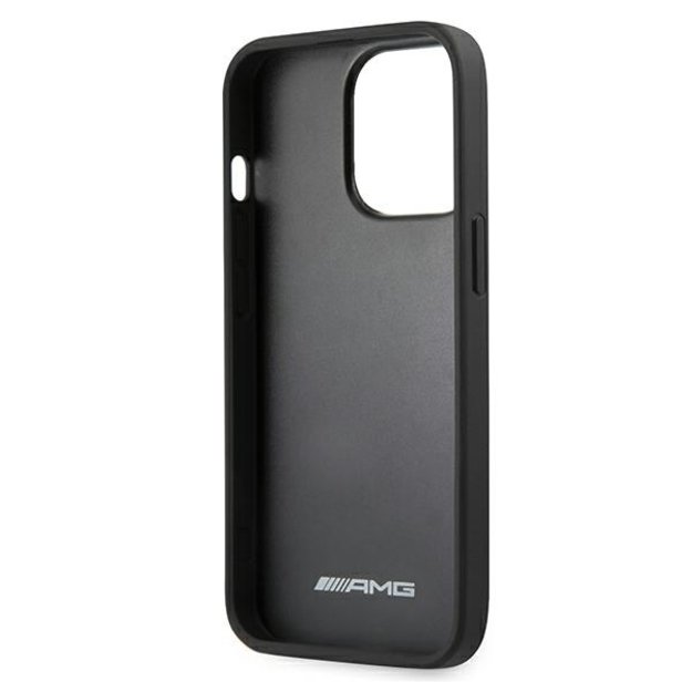 AMG AMHCP13LGSEBK iPhone 13 Pro / 13 6,1  czarny/black hardcase Leather Debossed Lines 6
