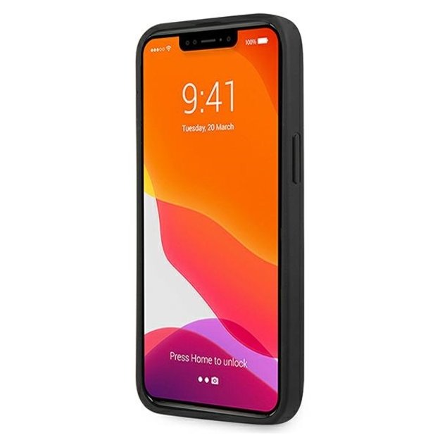 AMG AMHCP13LGSEBK iPhone 13 Pro / 13 6,1  czarny/black hardcase Leather Debossed Lines 4