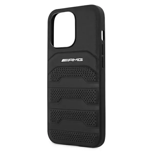 AMG AMHCP13LGSEBK iPhone 13 Pro / 13 6,1  czarny/black hardcase Leather Debossed Lines 12
