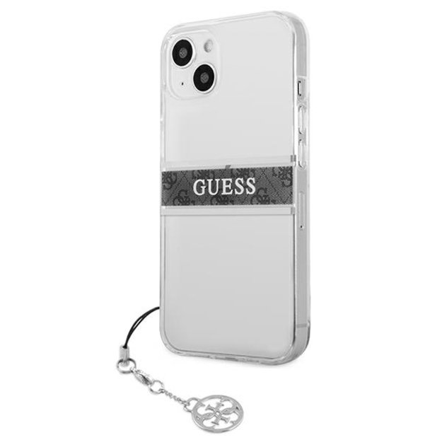Guess GUHCP13SKB4GGR iPhone 13 mini 5.4&quot  Transparent hardcase 4G Gray Strap Charm 8