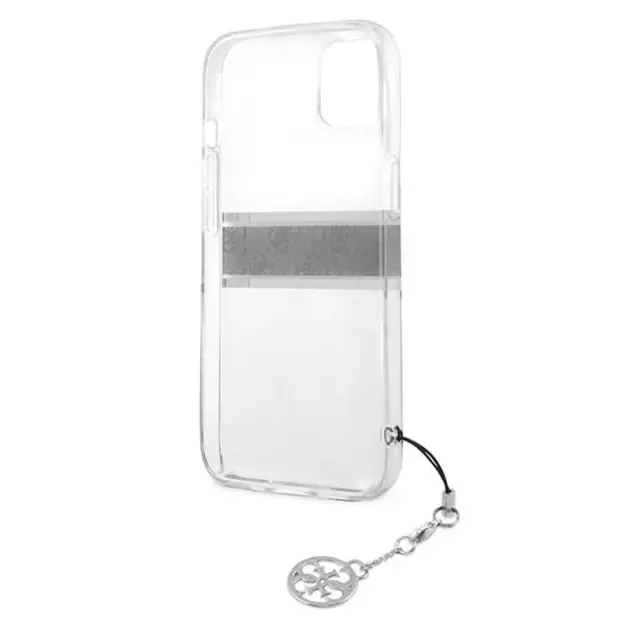 Guess GUHCP13SKB4GGR iPhone 13 mini 5.4&quot  Transparent hardcase 4G Gray Strap Charm 6