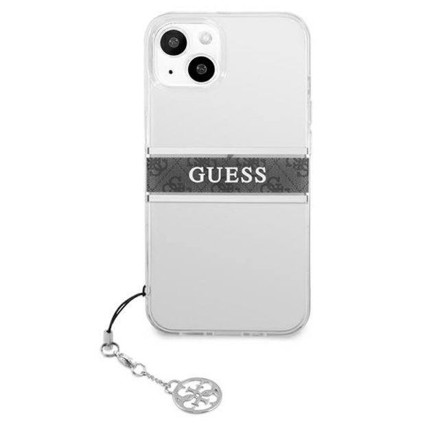 Guess GUHCP13SKB4GGR iPhone 13 mini 5.4&quot  Transparent hardcase 4G Gray Strap Charm 9