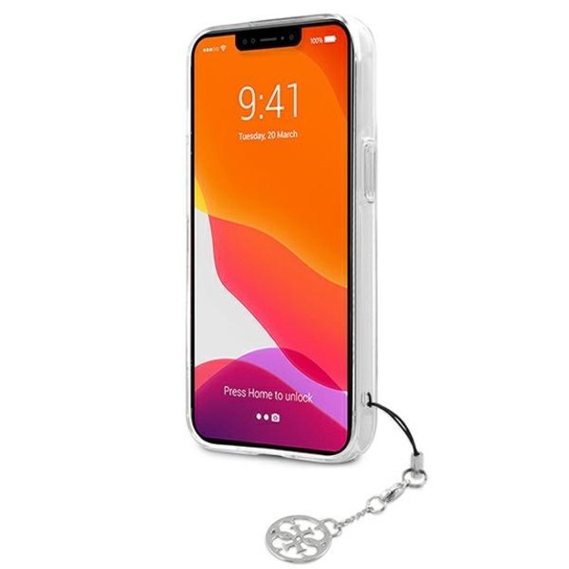 Guess GUHCP13SKB4GGR iPhone 13 mini 5.4&quot  Transparent hardcase 4G Gray Strap Charm 11