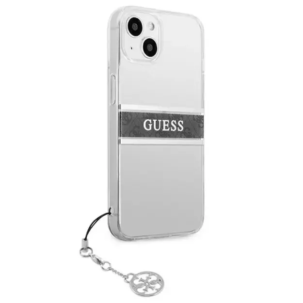 Guess GUHCP13SKB4GGR iPhone 13 mini 5.4&quot  Transparent hardcase 4G Gray Strap Charm 3