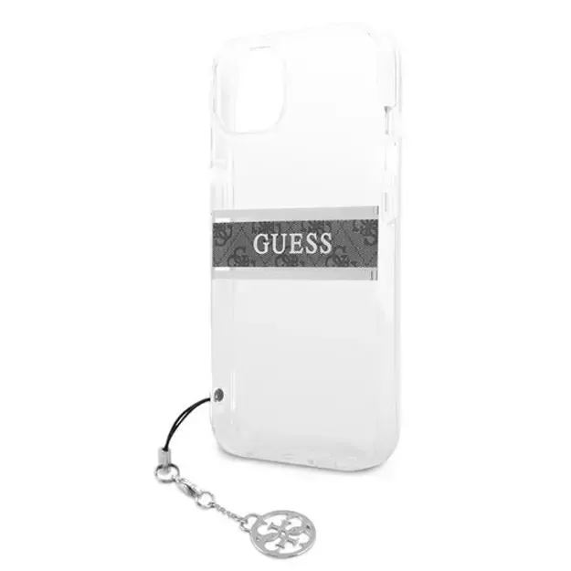 Guess GUHCP13SKB4GGR iPhone 13 mini 5.4&quot  Transparent hardcase 4G Gray Strap Charm 5