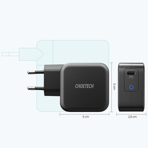 Choetech GaN USB Type C wall charger 61W Power Delivery black (Q6006) 3