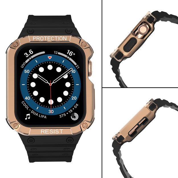 Protect Strap Band for Apple Watch 38/40/41mm Armored Case Strap - Black, Rose Gold 11