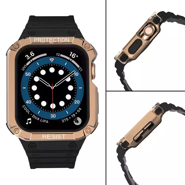 Protect Strap Band for Apple Watch 38/40/41mm Armored Case Strap - Black, Rose Gold 3