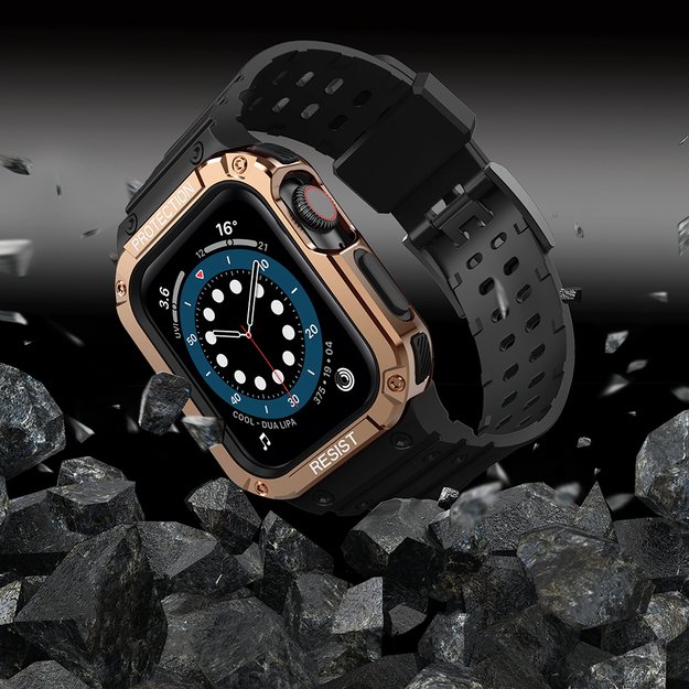 Protect Strap Band for Apple Watch 38/40/41mm Armored Case Strap - Black, Rose Gold 13