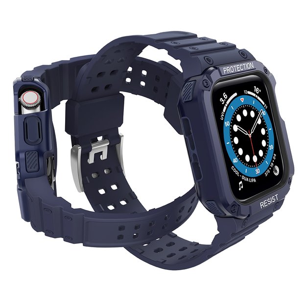 Protect Strap Band for Apple Watch 42/44/45mm Armored Case Strap - Blue 2